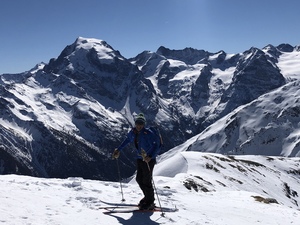 Am Gipfel vom Minschuns - Blick zum Ortler