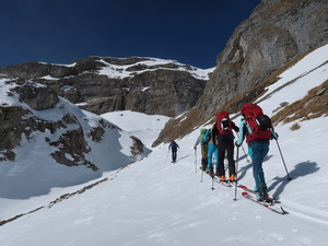 Aufstieg durch das Couloir zur Lämmernhütte