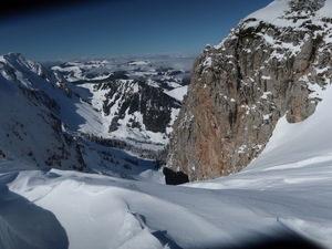 Couloireinfahrt am Grat